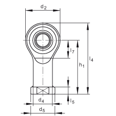 桿端軸承 GIKSL14-PS, 根據(jù) DIN ISO 12 240-4 標(biāo)準(zhǔn)，特種鋼材料，帶左旋內(nèi)螺紋，免維護(hù)