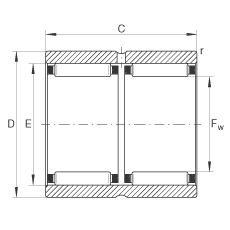 滾針軸承 RNAO50X65X40-ZW-ASR1, 無擋邊，雙列