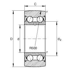 滾輪 LR50/5-2RSR, 雙向，兩側(cè)密封