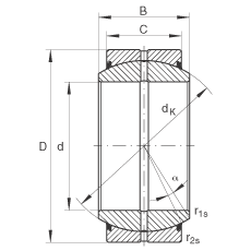 關(guān)節(jié)軸承 GE200-DO-2RS, 根據(jù) DIN ISO 12 240-1 標(biāo)準(zhǔn), 需維護(hù)，兩側(cè)唇密封