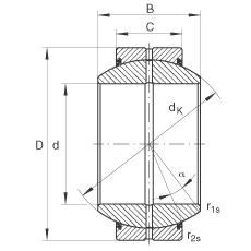 關(guān)節(jié)軸承 GE180-FO-2RS, 根據(jù) DIN ISO 12 240-1 標(biāo)準(zhǔn), 需維護(hù)，兩側(cè)唇密封
