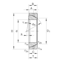 角接觸關(guān)節(jié)軸承 GE40-SX, 根據(jù) DIN ISO 12 240-2 標(biāo)準(zhǔn)，需維護(hù)