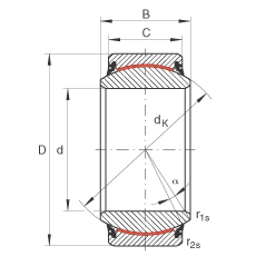 關(guān)節(jié)軸承 GE20-UK-2RS, 根據(jù) DIN ISO 12 240-1 標準, 免維護，兩側(cè)唇密封