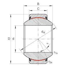 關(guān)節(jié)軸承 GE80-FW-2RS, 根據(jù) DIN ISO 12 240-1 標(biāo)準(zhǔn), 免維護(hù)，兩側(cè)唇密封