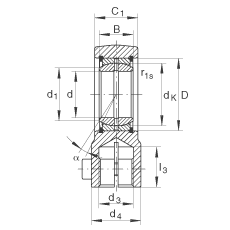 液壓桿端軸承 GIHRK20-DO, 根據(jù) DIN ISO 12 240-4 標(biāo)準(zhǔn)，帶右旋螺紋夾緊裝置，需維護