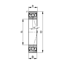 主軸軸承 HSS7018-C-T-P4S, 調(diào)節(jié)，成對(duì)安裝，接觸角 α = 15°，兩側(cè)唇密封，非接觸，加嚴(yán)公差