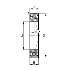 主軸軸承 HCS71907-C-T-P4S, 調(diào)節(jié)，成對安裝，接觸角 α = 15°，兩側(cè)唇密封，非接觸，限制公差