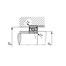 主軸軸承 HCS71907-C-T-P4S, 調(diào)節(jié)，成對安裝，接觸角 α = 15°，兩側(cè)唇密封，非接觸，限制公差