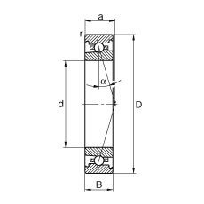 主軸軸承 HS7013-C-T-P4S, 調(diào)節(jié)，成對(duì)安裝，接觸角 α = 15°，限制公差